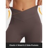image:imagebaleaf Capri Leggings for Women Knee Length Yoga Workout Capirs Leggings with Pockets Tummy Control StretchSeal Brown