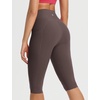 image:imagebaleaf Capri Leggings for Women Knee Length Yoga Workout Capirs Leggings with Pockets Tummy Control StretchSeal Brown