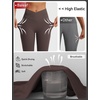 image:imagebaleaf Capri Leggings for Women Knee Length Yoga Workout Capirs Leggings with Pockets Tummy Control StretchSeal Brown
