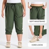 image:imagebaleaf Plus Size Hiking Pants for Women Lightweight Quick Dry Cargo Joggers Water Resistant with 4 Zipper Pockets UPF 50Army Green