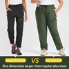 image:imagebaleaf Plus Size Hiking Pants for Women Lightweight Quick Dry Cargo Joggers Water Resistant with 4 Zipper Pockets UPF 50Army Green