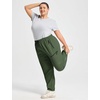 image:imagebaleaf Plus Size Hiking Pants for Women Lightweight Quick Dry Cargo Joggers Water Resistant with 4 Zipper Pockets UPF 50Army Green