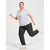 image:imagebaleaf Plus Size Hiking Pants for Women Lightweight Quick Dry Cargo Joggers Water Resistant with 4 Zipper Pockets UPF 50Black