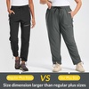 image:imagebaleaf Plus Size Hiking Pants for Women Lightweight Quick Dry Cargo Joggers Water Resistant with 4 Zipper Pockets UPF 50Dark Gray