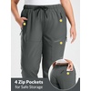 image:imagebaleaf Plus Size Hiking Pants for Women Lightweight Quick Dry Cargo Joggers Water Resistant with 4 Zipper Pockets UPF 50Dark Gray