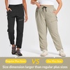 image:imagebaleaf Plus Size Hiking Pants for Women Lightweight Quick Dry Cargo Joggers Water Resistant with 4 Zipper Pockets UPF 50Khaki