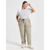 image:imagebaleaf Plus Size Hiking Pants for Women Lightweight Quick Dry Cargo Joggers Water Resistant with 4 Zipper Pockets UPF 50Khaki