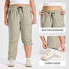 image:imagebaleaf Plus Size Hiking Pants for Women Lightweight Quick Dry Cargo Joggers Water Resistant with 4 Zipper Pockets UPF 50Khaki
