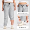 image:imagebaleaf Plus Size Hiking Pants for Women Lightweight Quick Dry Cargo Joggers Water Resistant with 4 Zipper Pockets UPF 50Light Gray