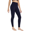 image:imagebaleaf Womens 25 High Waisted Compression Yoga Leggings  No Front Seam Lycra Stretchy Petite LengthUltra Soft Mid Compression 1 Back Pocket to Hold Small ThingsNavy Blue