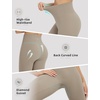 image:imagebaleaf Womens 25 High Waisted Compression Yoga Leggings  No Front Seam Lycra Stretchy Petite LengthUltra Soft Mid Compression 1 Back Pocket to Hold Small ThingsKhaki