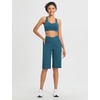 image:imagebaleaf Womens Bermuda Long Shorts 14 Knee Length Capris High Waisted Athletic Shorts with Pockets Summer Stretch LooseBlue