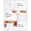 image:imagebaleaf Womens Golf Pants 27 Casual Work Travel Rivet High Waist PocketsWhite