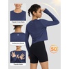 image:imagebaleaf Womens Long Sleeve Workout Tops Sun Shirts Quick Dry Breathable  UPF 50 Lightweight Moisturewicking UV SPF Thumbhole Crop Loose Fit for Athletic Running Gym Tennis YogaNavy Blue