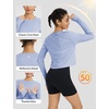 image:imagebaleaf Womens Long Sleeve Workout Tops Sun Shirts Quick Dry Breathable  UPF 50 Lightweight Moisturewicking UV SPF Thumbhole Crop Loose Fit for Athletic Running Gym Tennis YogaLight Blue