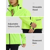image:imagebaleaf Womens Rain Jackets Waterproof Packable Reflective Windbreaker Running Cycling Lightweight Jacket Hiking Gear HoodedFluorescent Green