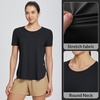 image:imagebaleaf Womens Short Sleeve T Shirts Crew Neck Workout Tops Running Shirts Sun Protection Quick Dry UVBlack