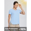 image:imagebaleaf Womens Short Sleeve T Shirts Crew Neck Workout Tops Running Shirts Sun Protection Quick Dry UVBlue