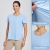 image:imagebaleaf Womens Short Sleeve T Shirts Crew Neck Workout Tops Running Shirts Sun Protection Quick Dry UVBlue