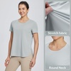 image:imagebaleaf Womens Short Sleeve T Shirts Crew Neck Workout Tops Running Shirts Sun Protection Quick Dry UVGray