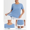 image:imagebaleaf Womens Short Sleeve T Shirts Crew Neck Workout Tops Running Shirts Sun Protection Quick Dry UVHeather Blue
