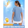 image:imagebaleaf Womens Short Sleeve T Shirts Crew Neck Workout Tops Running Shirts Sun Protection Quick Dry UVHeather Blue