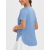 image:imagebaleaf Womens Short Sleeve T Shirts Crew Neck Workout Tops Running Shirts Sun Protection Quick Dry UVHeather Blue