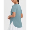 image:imagebaleaf Womens Short Sleeve T Shirts Crew Neck Workout Tops Running Shirts Sun Protection Quick Dry UVHeather Light Blue