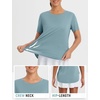 image:imagebaleaf Womens Short Sleeve T Shirts Crew Neck Workout Tops Running Shirts Sun Protection Quick Dry UVHeather Light Blue
