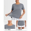 image:imagebaleaf Womens Short Sleeve T Shirts Crew Neck Workout Tops Running Shirts Sun Protection Quick Dry UVHeather Light Gray