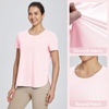 image:imagebaleaf Womens Short Sleeve T Shirts Crew Neck Workout Tops Running Shirts Sun Protection Quick Dry UVPink