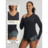 image:imagebaleaf Womens Sun Shirts UPF 50 UV Protection Long Sleeve V Neck Lightweight Breathable Quick Dry Tops Hiking RunningBlack