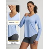 image:imagebaleaf Womens Sun Shirts UPF 50 UV Protection Long Sleeve V Neck Lightweight Breathable Quick Dry Tops Hiking RunningLight Blue