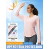 image:imagebaleaf Womens Sun Shirts UPF 50 UV Protection Long Sleeve V Neck Lightweight Breathable Quick Dry Tops Hiking RunningLight Pink