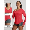 image:imagebaleaf Womens Sun Shirts UPF 50 UV Protection Long Sleeve V Neck Lightweight Breathable Quick Dry Tops Hiking RunningRed
