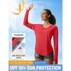image:imagebaleaf Womens Sun Shirts UPF 50 UV Protection Long Sleeve V Neck Lightweight Breathable Quick Dry Tops Hiking RunningRed