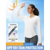 image:imagebaleaf Womens Sun Shirts UPF 50 UV Protection Long Sleeve V Neck Lightweight Breathable Quick Dry Tops Hiking RunningWhite