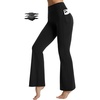 image:imagebaleaf Flare Leggings for Women Tummy Control with Pockets Yoga Pants High Waisted No Front Seam Bootcut PantsBlack