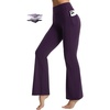 image:imagebaleaf Flare Leggings for Women Tummy Control with Pockets Yoga Pants High Waisted No Front Seam Bootcut PantsDark Purple
