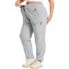 image:imagebaleaf Plus Size Hiking Pants for Women Lightweight Quick Dry Cargo Joggers Water Resistant with 4 Zipper Pockets UPF 50Light Gray