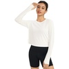 image:imagebaleaf Womens Long Sleeve Workout Tops Sun Shirts Quick Dry Breathable  UPF 50 Lightweight Moisturewicking UV SPF Thumbhole Crop Loose Fit for Athletic Running Gym Tennis YogaStar White