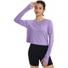 image:imagebaleaf Womens Long Sleeve Workout Tops Sun Shirts Quick Dry Breathable  UPF 50 Lightweight Moisturewicking UV SPF Thumbhole Crop Loose Fit for Athletic Running Gym Tennis YogaPurple