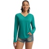 image:imagebaleaf Womens Sun Shirts UPF 50 UV Protection Long Sleeve V Neck Lightweight Breathable Quick Dry Tops Hiking RunningGreen