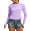 image:imagebaleaf Womens UPF 50 Long Sleeve Sun Shirts Crop Rash Guard UV Workout Tops SPF Slim Fit Lightweight Athletic HikingLight Purple