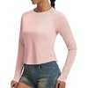 image:imagebaleaf Womens UPF 50 Long Sleeve Sun Shirts Crop Rash Guard UV Workout Tops SPF Slim Fit Lightweight Athletic HikingPink