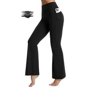 image:imagebaleaf Flare Leggings for Women Tummy Control with Pockets Yoga Pants High Waisted No Front Seam Bootcut PantsBlack