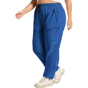 image:imagebaleaf Plus Size Hiking Pants for Women Lightweight Quick Dry Cargo Joggers Water Resistant with 4 Zipper Pockets UPF 50Royal Blue