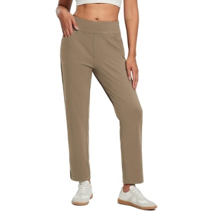 image:imagebaleaf Womens Fleece Lined Pant Waterproof Thermal Pocket Cold Weather Gear  27 Tapered Ankle Length Warm Fleece Lined With builtin drawstring Cold Weather Gear Work Golf CasualBrown