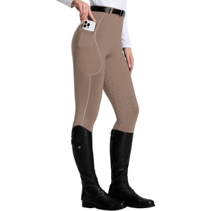 image:imagebaleaf Womens Horse Riding Pants Full Seat Silicone Equestrian Breeches Horseback Riding Tights Storage PocketsBrown