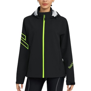image:imagebaleaf Womens Rain Jackets Waterproof Packable Reflective Windbreaker Running Cycling Lightweight Jacket Hiking Gear HoodedBlack